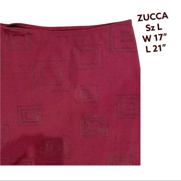 ZUCCA Red wine fully lined mini skirt EUCLN Sz L - Picture 2 of 3